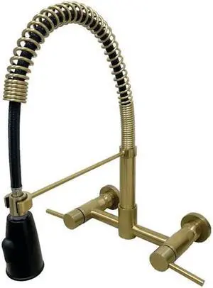 Gourmetier GS8287DL Modern Concord 2-Handle Wall Mount Pull-Down Kitchen Faucet - Satin Brass