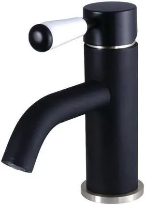 Fauceture LS8229DPL Modern Paris Single-Handle Bathroom Faucet with Deck Plate & Drain - Matte Black & Brushed Nickel