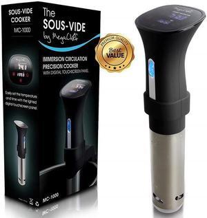 MegaChef Immersion Circulation Precision Sous-Vide Cooker With l Touchscreen Display, Black & Silver MC-1000