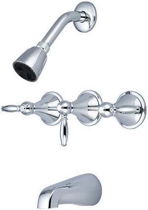 Tub & Shower Set, Three Lever Handles - Central Brass
