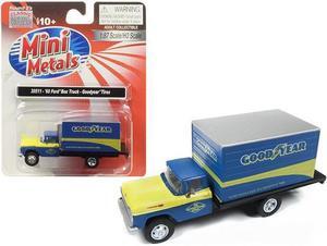 1960 Ford Box Truck "Goodyear" Blue 1/87 (HO) Scale Model by Classic Metal Works
