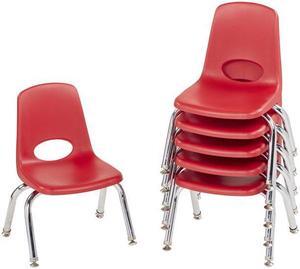 Classroom Daycare School 10" Kids Stack Chair Swivel Glide, 6-Pack - Red