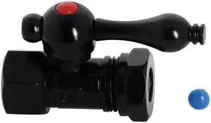 Kingston Brass CC44450 Vintage 0.62 in. O.D. Compression x 0.5 in. OD Compression Straight Shut-Off Valve, Matte Black