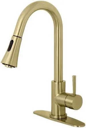 Gourmetier LS8723DL Concord Single-Handle Pull-Down Kitchen Faucet, Brushed Brass