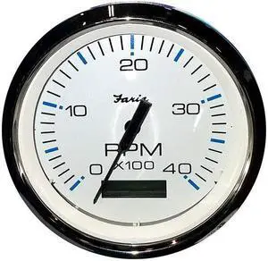 Faria 4" Tachometer w/Hourmeter (4000 RPM) (Diesel) Mech. Takeoff & Var. Ratio Alt