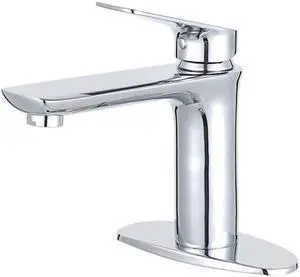 Fauceture LS4201CXL Frankfurt Single-Handle Bathroom Faucet with Deck Plate & Drain, Polished Chrome