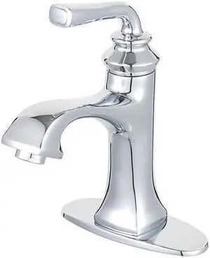 Fauceture LS4421RXL Restoration Single-Handle Bathroom Faucet with Push-Up Drain & Deck Plate, Polished Chrome