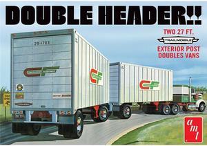 AMT AMT1132 1 by 25 Scale Double Header Tandem Van Trailers Plastic Model Kit