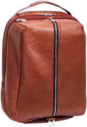 McKlein USA 18884 17 in U Series South Shore Leather CarryAll Laptop  Tablet Overnight Backpack Brown