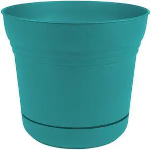 Bloem SP1426 14 in. Saturn Planter with Saucer, Bermuda Teal