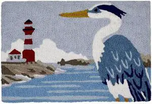 Jellybean JB-SFG052 20 x 30 in. Heron & Lighthouse Indoor & Outdoor Accent Rug