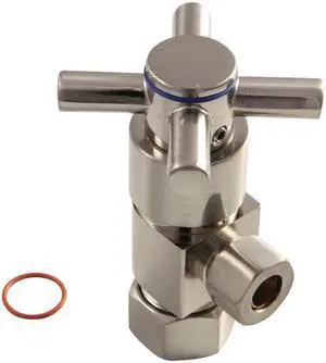 Kingston Brass CD53308DX Concord 0.5 O.D x 0.375 in. O.D Anti-Seize Deluxe Quarter Turn Ceramic Hardisc Cartridge Angle Stop, Brushed Nickel