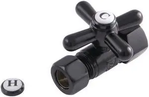 Kingston Brass CC44450X 5/8" O.D. Comp, 1/2" O.D. Comp Straight Shut-off Valve, Matte Black