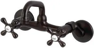 Kingston Brass KS212ORB Two-Handle Wall Mount Bar Faucet, Oil Rubbed Bronze