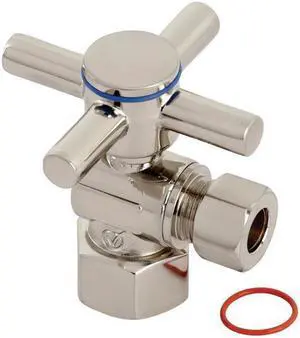 Kingston Brass CC43108DX Concord 1/2" IPS x 3/8" O.D. Quarter Turn Angle Stop Valve, Brushed Nickel