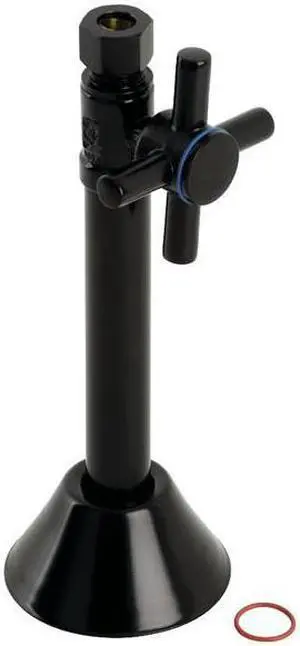 Kingston Brass CC83250DX Concord 1/2" Sweat x 3/8" O.D. Comp Straight Shut Off Valve with 5" Extension, Matte Black