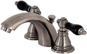 Kingston Brass KB953AKL Duchess Widespread Bathroom Faucet with Plastic Pop-Up, Black Stainless