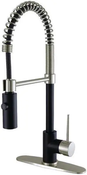 Gourmetier LS8779NYL Single-Handle Pull-Down Kitchen Faucet, Matte Black/Brushed Nickel