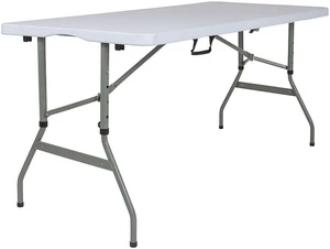 30''W x 60''L Height Adjustable Bi-Fold Granite White Plastic Folding Table 30''W x 60''L Height Adjustable Bi-Fold Granite White Plastic Folding Table