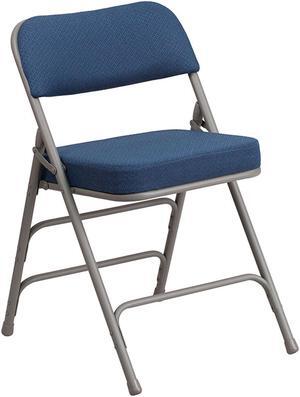 Flash Furniture HERCULES Series Premium Curved Triple Braced Double Hinged Navy Fabric Metal Folding Chair - 2 Pack