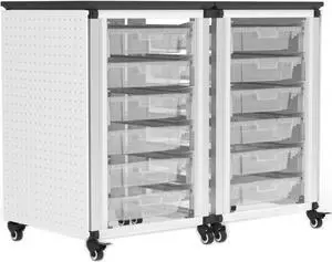 Luxor Modular Classroom Storage Cabinet - 2 Side-By-Side Modules with 12 Small Bins