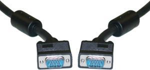 Offex SVGA Cable with Ferrites HD15 Male Coaxial Construction Double Shielded 10 foot - Black