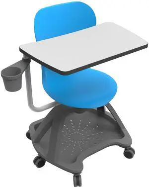 Luxor Classroom Series All-In-One Student Desk and Chair - Supports Up to 330 lb - 19" Seat Height, Blue Seat/Back - Gray Base  STUDENT-MTACHR