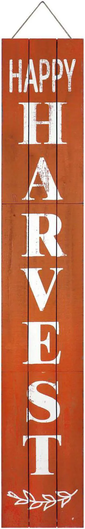 TX USA Modern Decorative Happy Harvest Wood Porch Sign - 12"W x 72"H, Orange, Three Foldable