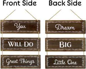 TX USA Home Modern Decorative 3 Panels Brown Reversible Hanging Wood Wall Sign Decor - Brown