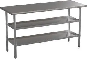 Flash Furniture Stainless Steel 18 Gauge Work Table with 2 Undershelves - 60"W X 24"D X 34.5"H, NSF