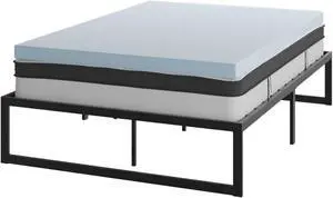 14 Inch Metal Platform Bed Frame with 10 Inch Pocket Spring Mattress in a Box and 3 inch Cool Gel Memory Foam Topper - Full