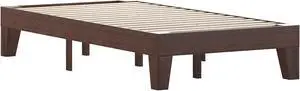 Evelyn Walnut Finish Solid Wood Twin Platform Bed, No Box Spring Required