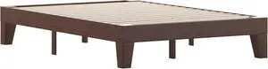 Evelyn Walnut Finish Solid Wood Full Platform Bed, No Box Spring Required