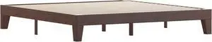 Evelyn Walnut Finish Solid Wood King Platform Bed, No Box Spring Required