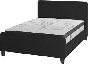 Tribeca Full Size Tufted Upholstered Platform Bed in Black Fabric