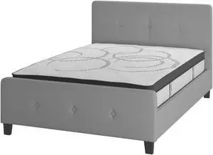 Tribeca Full Size Tufted Upholstered Platform Bed in Light Gray Fabric