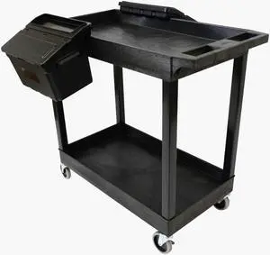 Luxor Furniture 32" x 18" Tub Cart - Two Shelves with Outrigger Utility Cart Bins