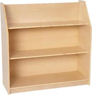 Natural Wooden 3 Shelf Book Display with Safe, Kid Friendly Curved Edges