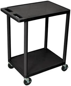 Luxor HE32-B 2 Shelves Multipurpose Storage Plastic Utility Cart - Black