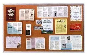 Ghent AK48 Aluminum-Frame Natural Corkboard - 96.5" x 48.5", Tan Surface - Satin Aluminum Frame