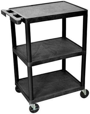 Luxor 3 Shelves Multipurpose Storage Structural Foam Plastic Service Utility Cart - Black