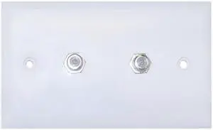 Cable Wholesale TV Wall Plate with 2 F-Pin Couplers White