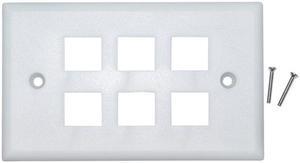 Cable Wholesale 6 Hole for keystone Jack Wall Plate - White