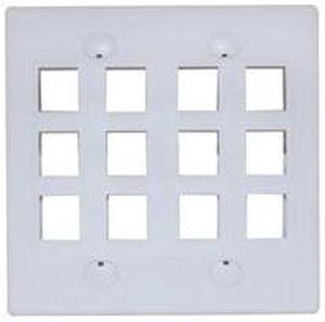 Cable Wholesale Dual Gang Wall Plate, 12 Hole for keystone Jack , White