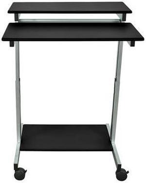 Luxor 31.5"W Mobile Computer Workstation Cart Desk with Keyboard Tray (Grey/Black)