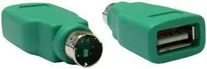 USB to PS/2 Keyboard/Mouse Adapter, USB Type A Female to PS/2 (MiniDin6) Male - Green