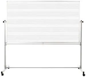 Luxor Mobile Music Staff Whiteboard - Dual-Sided Music Notation - 72" x 48" - White Surface, Silver Aluminum Frame  MB7248MM