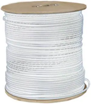 Cable Wholesale RG6 Coaxial Cable 18AWG  Solid White 1000 ft Spool