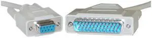 Offex Null Modem Cable, DB9 Female to DB25 Male, UL rated, 8 Conductor, 6 foot