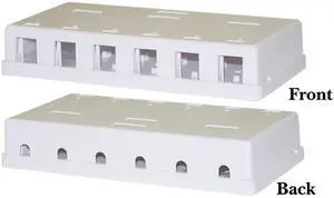 Cable Wholesale Blank Surface Mount Box for Keystones, 6 Hole - White